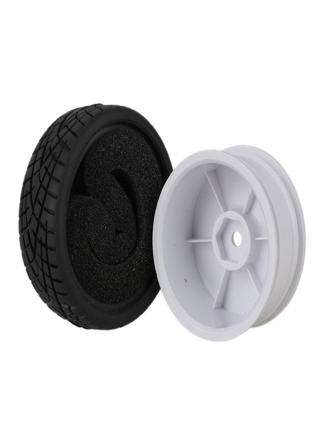 Mxfans White Plastic Smooth Flat Disc Wheel Rims + Striped Pattern Rubber Tires Tyres for RC 1:10 On Road Racing Car Spare Parts Set of 4 - Image 5